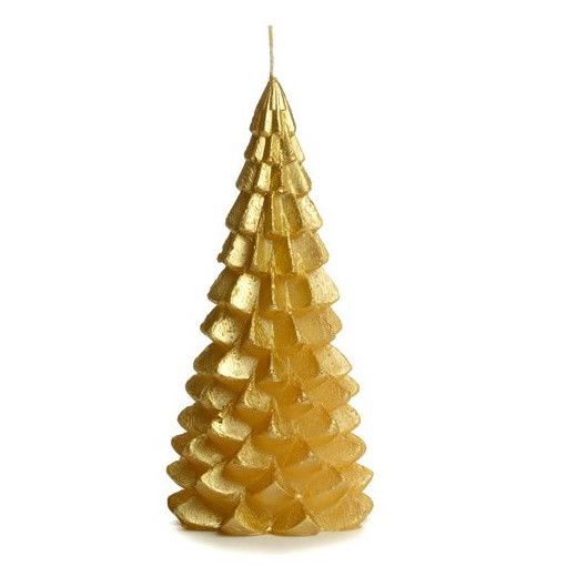 Kerstboom kaars goud, 10x20 cm
